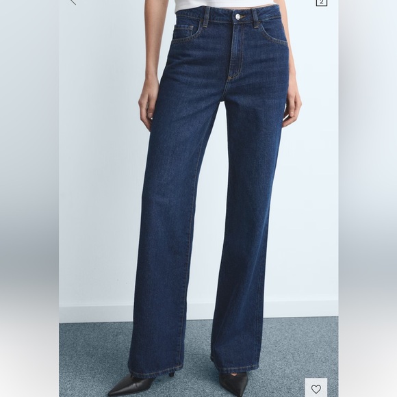 Mango Denim - Mango Danila Wide Leg Jeans Dark Wash Size 4 Hemmed 29” Inseam